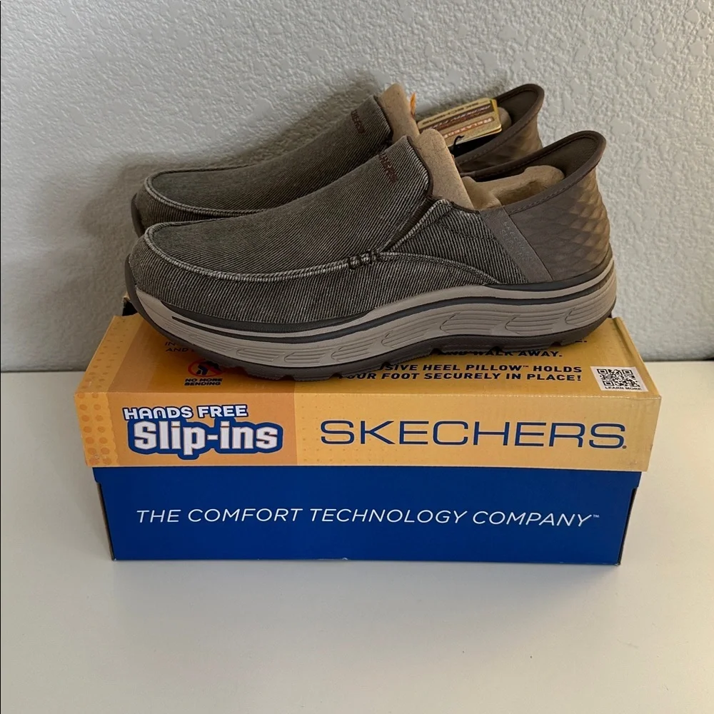Skechers Men's Remaxed Fenick Brown Slip in Shoes Sneakers (204839/BRN) Size 8.5